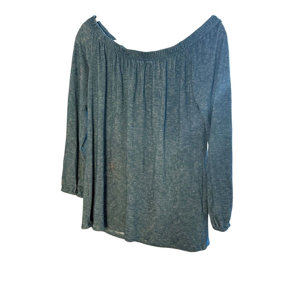 Anthropologie Velvet By Graham & Spencer Off The Shoulder Blouse Top Turquoise s